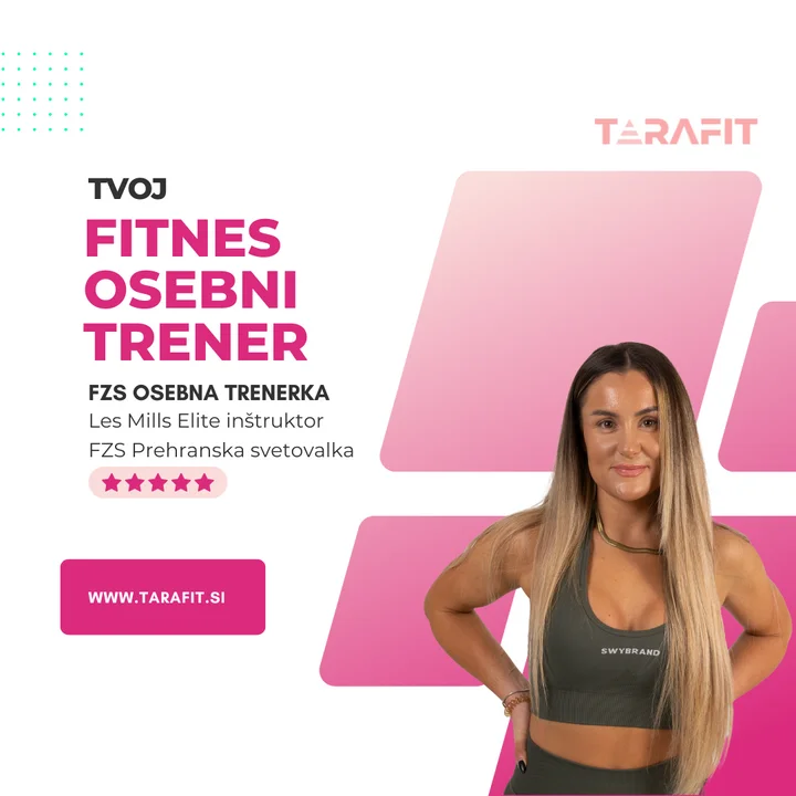 Tara Turk, Personal Trainerin für Frauen in Maribor, im Fitnessstudio mit Kettlebell — individuelles Training (Tarafit‑Studio)